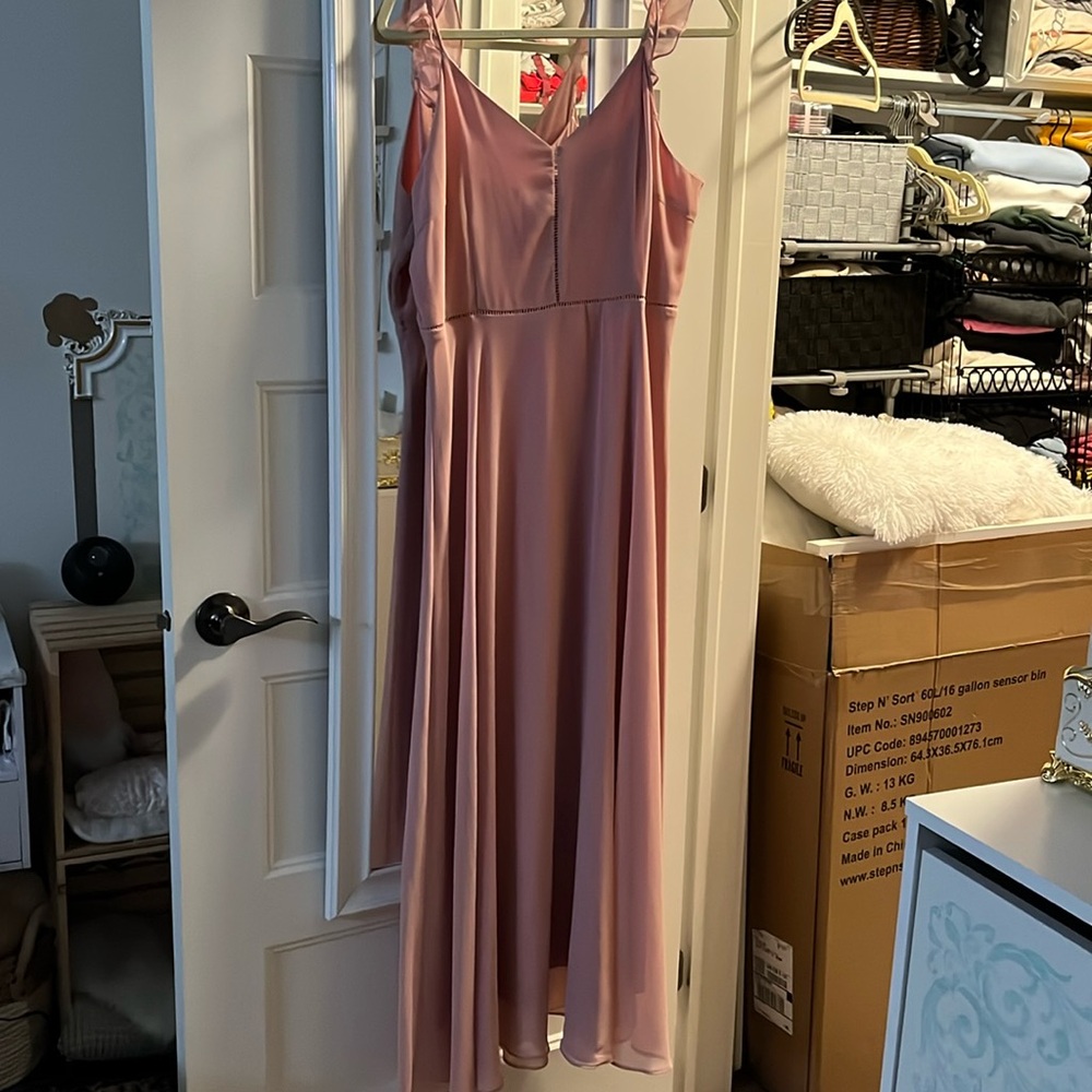 Pink dress. Has been altered on the length and shoulders straps